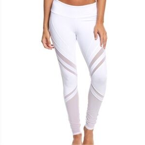 Alo Yoga Epic Yoga White Mesh Leggings Full Length Size Small